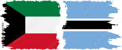 Botswana and Kuwait grunge flags connection vector