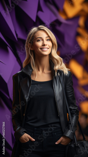 Black friday sale concept. Shopping woman holding bag background in holiday