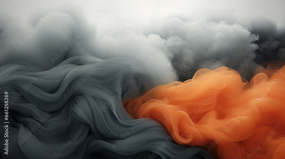 Abstract background black and orange smoke or clouds. The concept is cloudy sky, fog and gas. - obrazy, fototapety, plakaty 