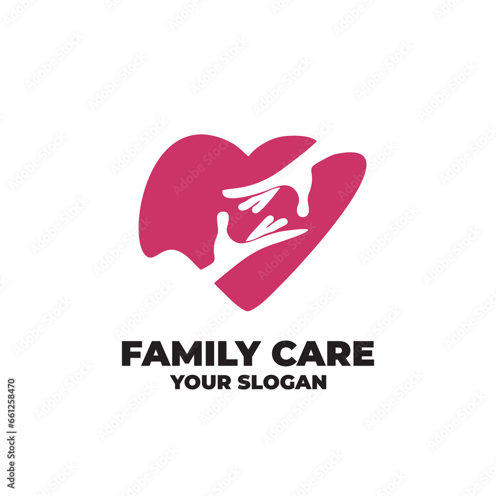 Family care logo. With abstract love element Family care logo. With abstract love element