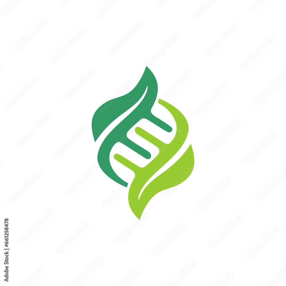 Leaf Cell DNA logo template design. Organic gen logo vector.