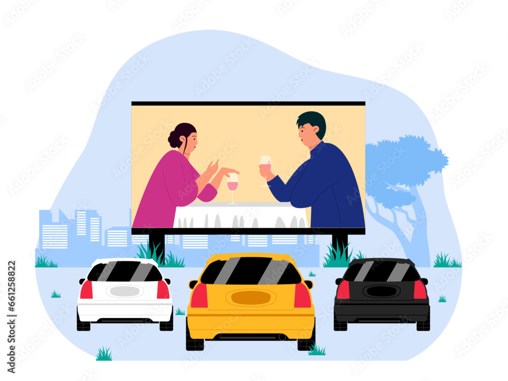 Social activity vector illustration. Some people are watching open teather Social activity vector illustration. Some people are watching open teather