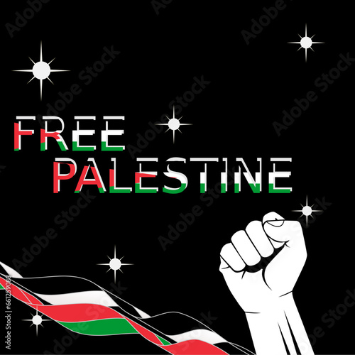 Free Palestine, Save Palestine, Palestine Freedom with Hand Black Background Social Media Vector Illustration