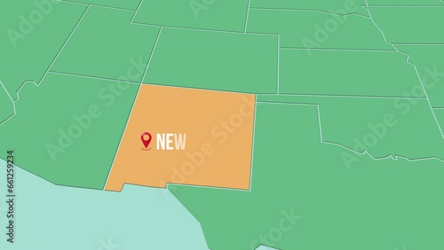 Mapa de los Estados Unidos de América con división política resaltando el estado de New Mexico photo