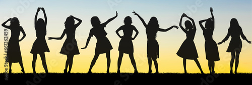 Silhouettes of Carefree Girls Having Fun