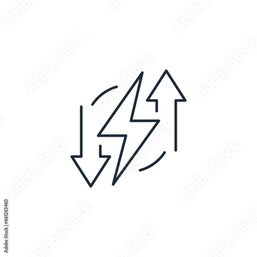 Changes in activity. Acceleration, slowdown of processes.  Vector linear icon isolated on white background.