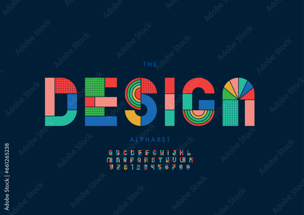 Vector of stylized modern font and alphabet Vector of stylized modern font and alphabet