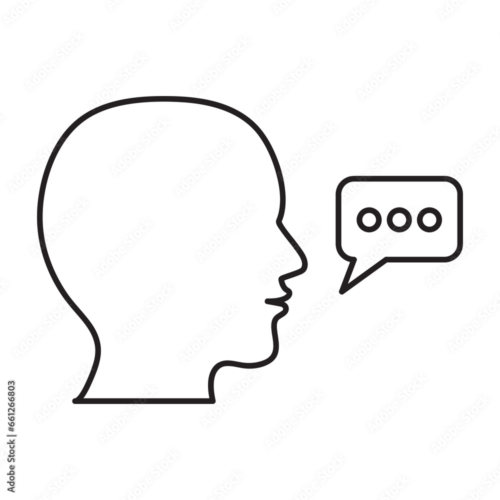 Head, talk, speaking icon. liner flat trendy style illustration on white background..eps Head, talk, speaking icon. liner flat trendy style illustration on white background..eps