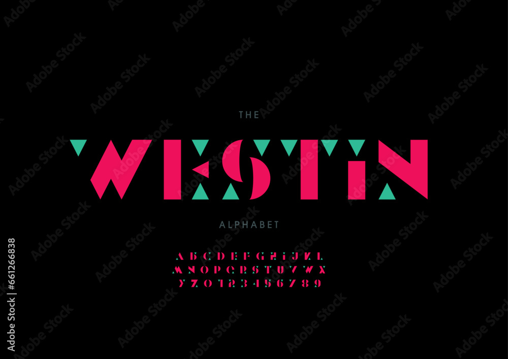 Vector of stylized modern font and alphabet Vector of stylized modern font and alphabet