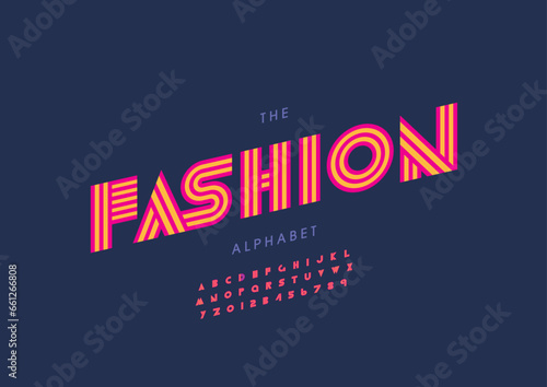 Vector of stylized modern font and alphabet