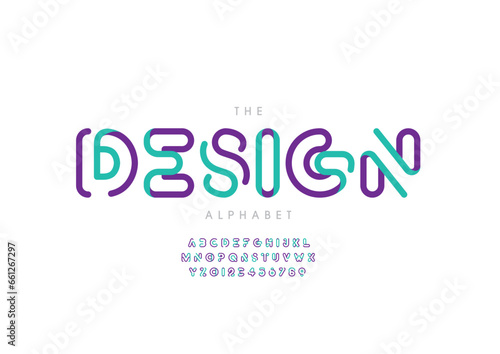 Vector of stylized modern font and alphabet