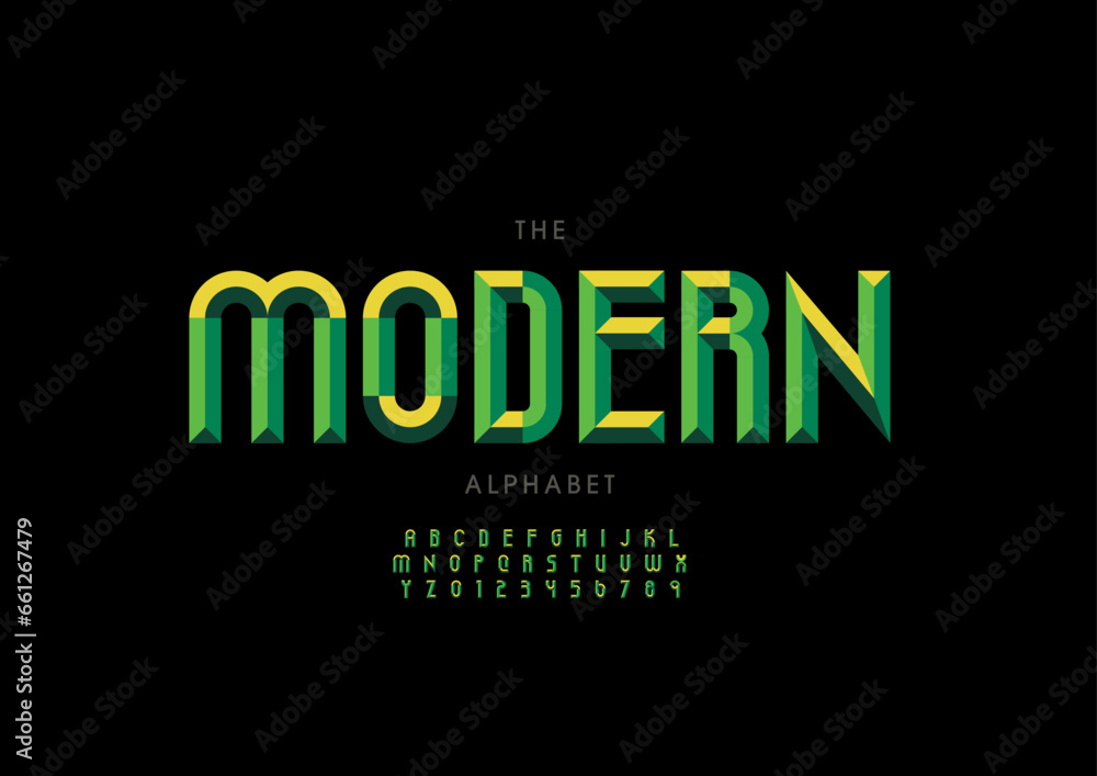 Vector of stylized modern font and alphabet Vector of stylized modern font and alphabet
