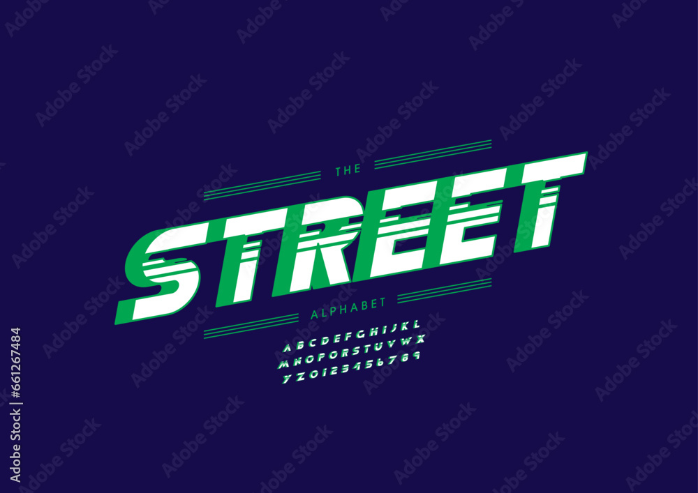Obraz premium Vector of stylized modern font and alphabet