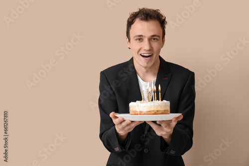 Young businessman with birt...
