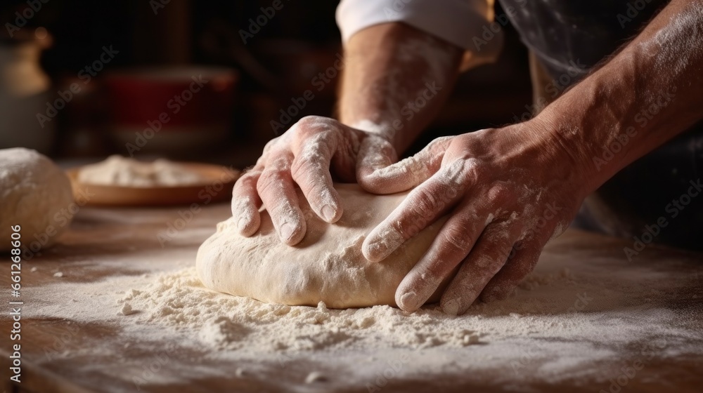 kneading dough with two hands