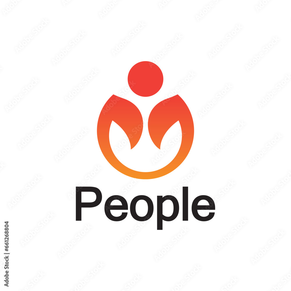 Abstract People Logo. Circle Shape with Human Icon isolated on White Background. Abstract People Logo. Circle Shape with Human Icon isolated on White Background.