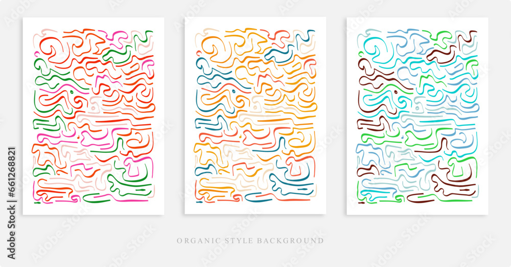 Line Art Style Organic Shapes Poster Design.