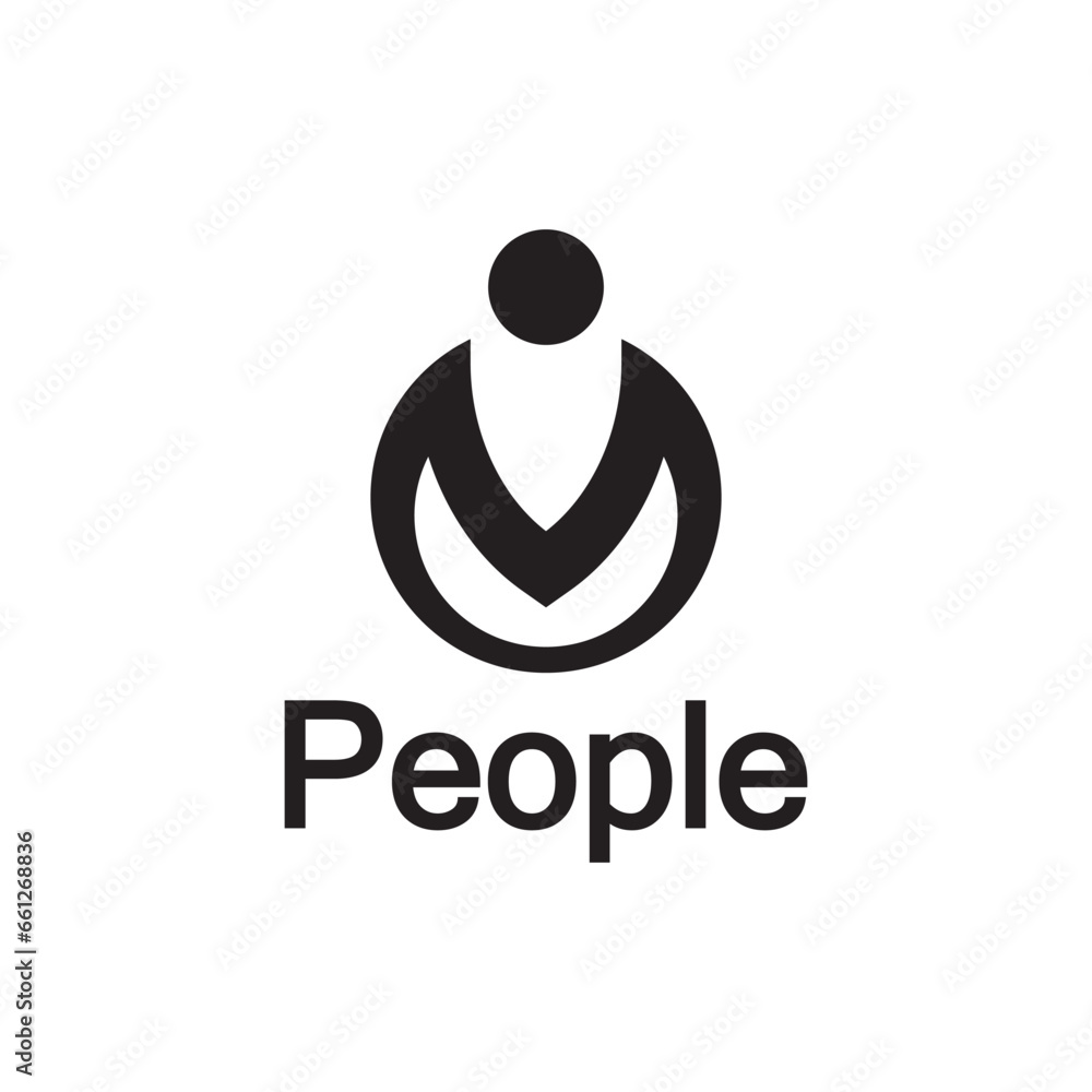 Abstract People Logo. Circle Shape with Human Icon isolated on White Background. Abstract People Logo. Circle Shape with Human Icon isolated on White Background.
