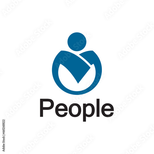 Abstract People Logo. Circle Shape with Human Icon isolated on White Background.