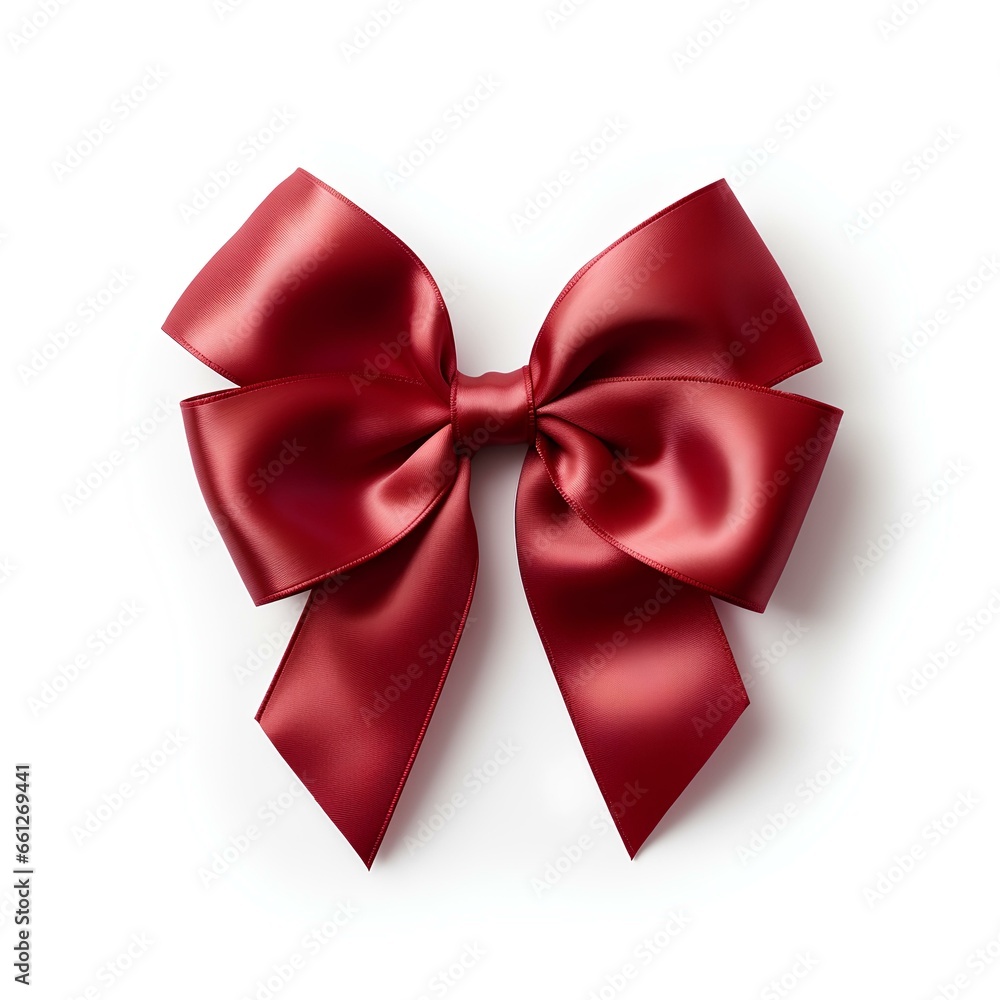 a red ribbon with bow isolated on a white background. generative AI a red ribbon with bow isolated on a white background. generative AI