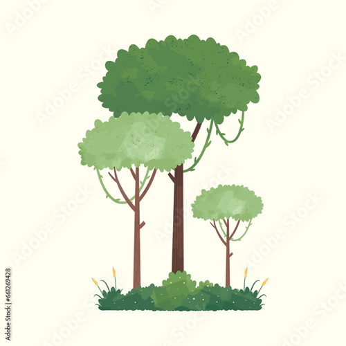 Green Forest Tree Vector Illustration