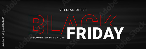 Black Friday sale banner template. Black friday typography text design. Promotion and sale background. Vector illustration
