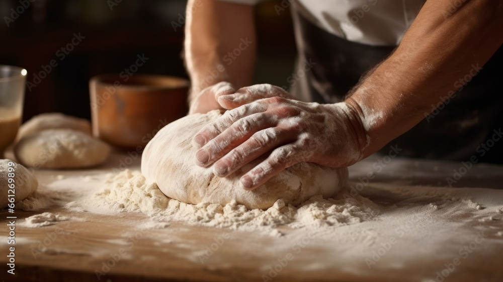 dough being kneaded to make bread
