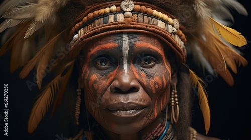 Huli tribe woman, The Huli tribe in Tari area of Papua New Guinea in traditional clothes and face paint.