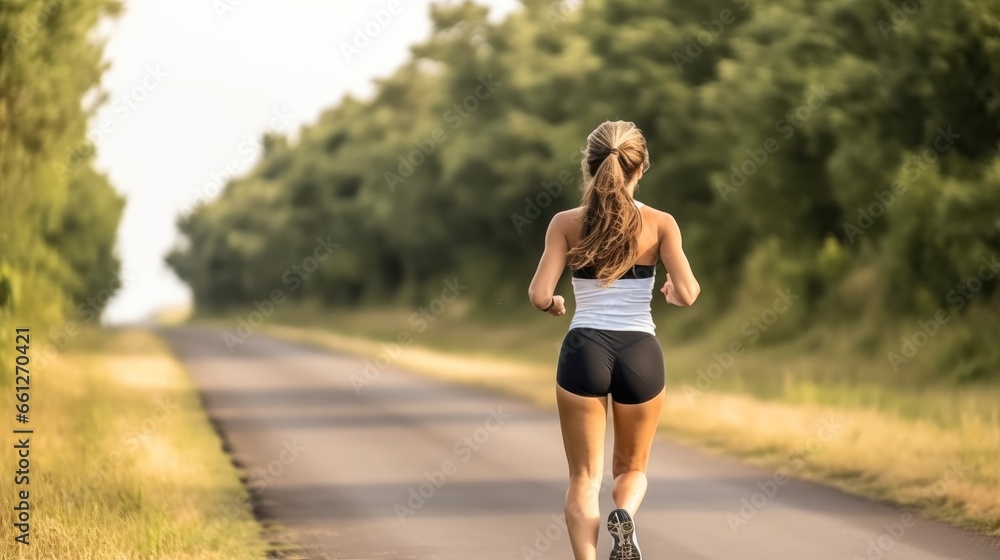 Women running on country road. Women running on country road.