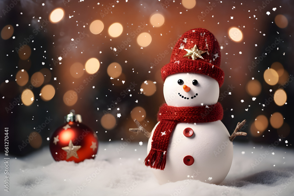 Merry Christmas with happy snowman