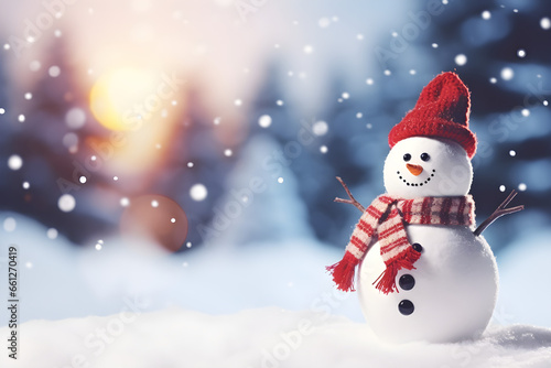 Merry Christmas with happy snowman
