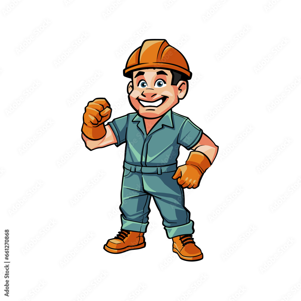 Fototapeta premium Confident Cartoon character logo of Home Builder