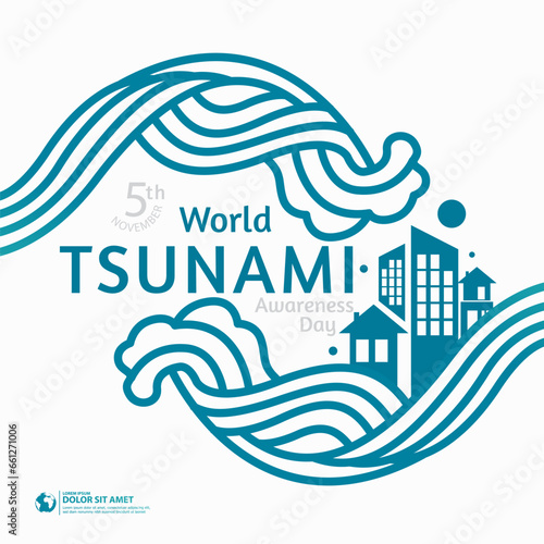 world tsunami awareness day logo event concept design