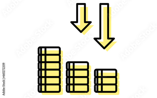 投資で損益が出たアイコン、シンプルな線画イラスト