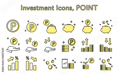 ポイ活のアイコン、シンプルな線画イラスト