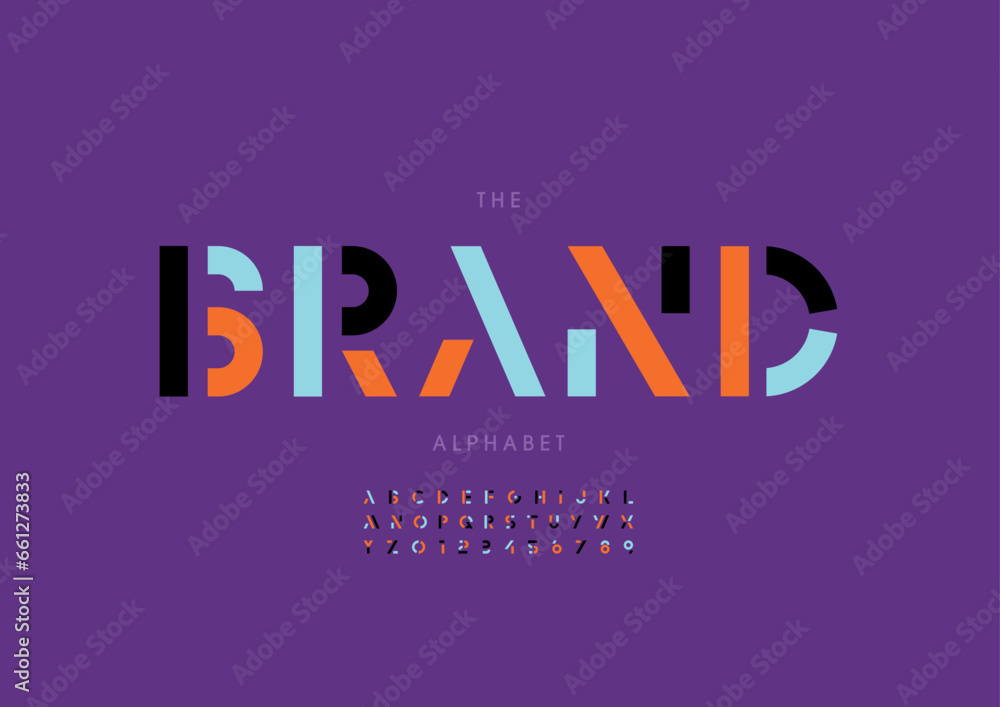Vector of stylized modern font and alphabet Vector of stylized modern font and alphabet