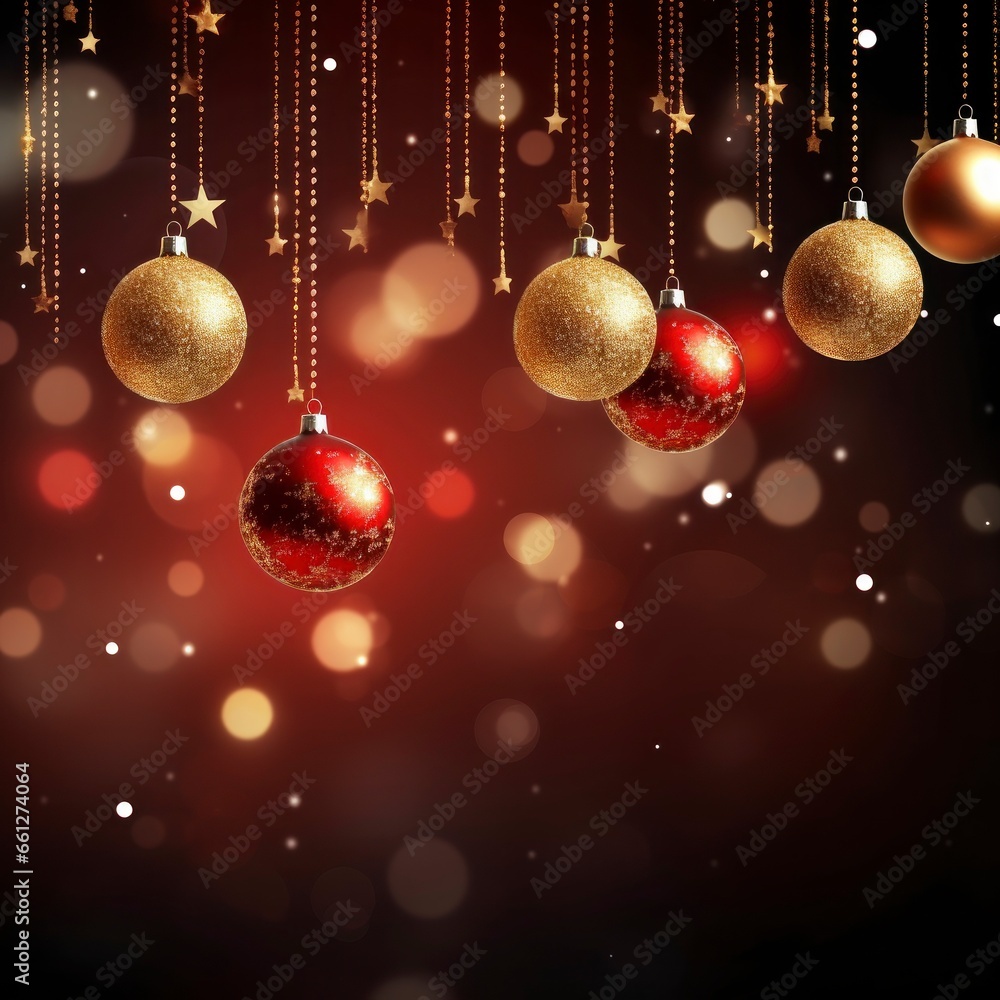 red christmas background with red and gold balls red christmas background with red and gold balls