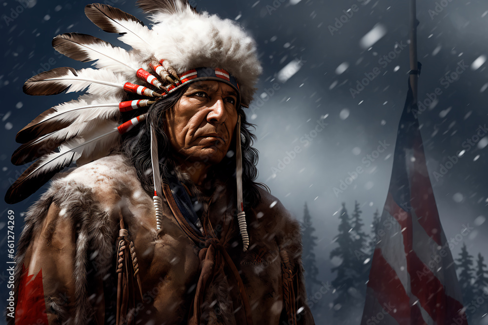 The leader of the Native Americans during a blizzard