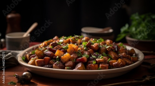 Holiday Chestnut Stuffing Dinner Plate Professional Photo