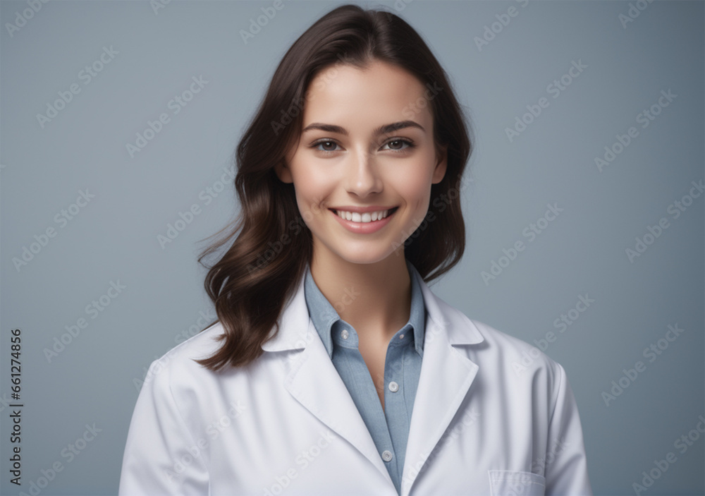 A beautiful young female doctor smiling A beautiful young female doctor smiling