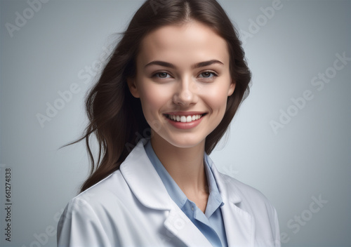 A beautiful young female doctor smiling