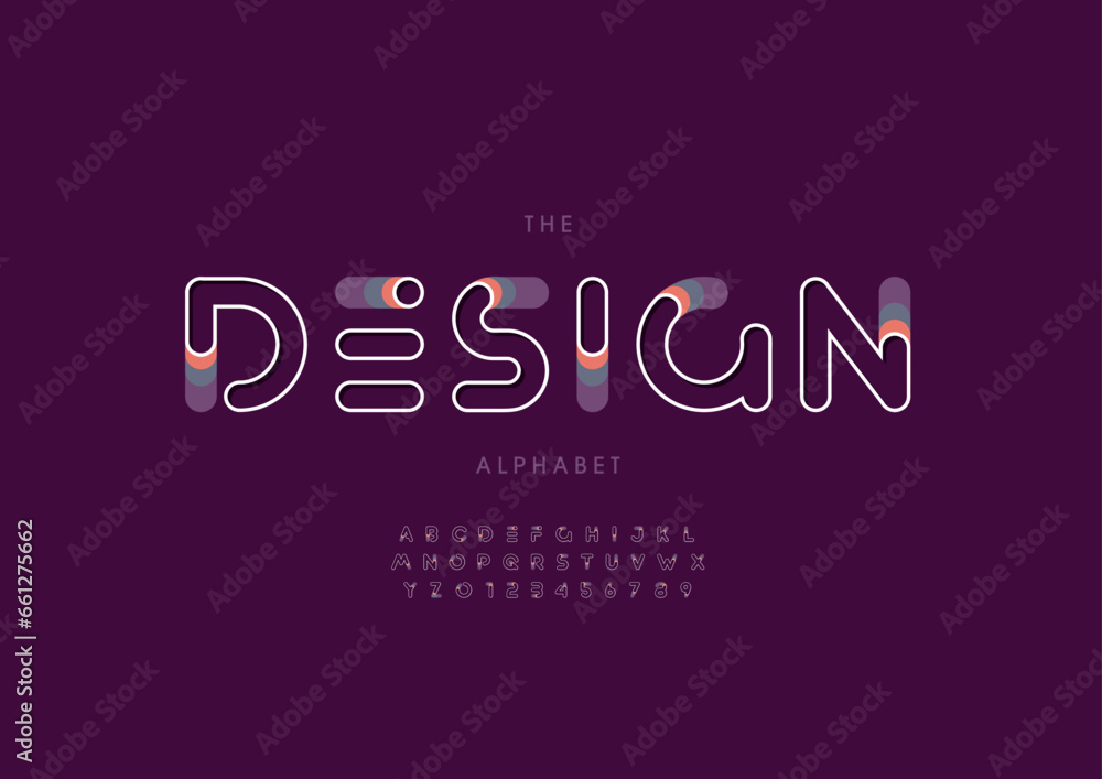 Vector of stylized modern font and alphabet
