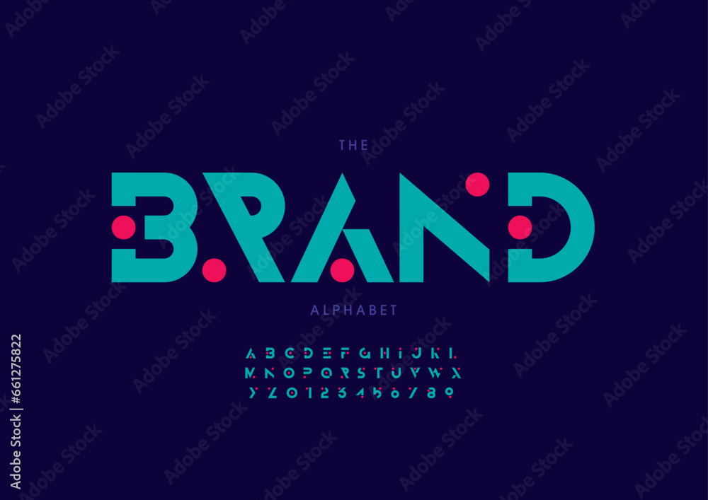 Vector of stylized modern font and alphabet Vector of stylized modern font and alphabet