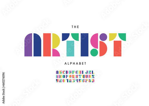 Vector of stylized modern font and alphabet