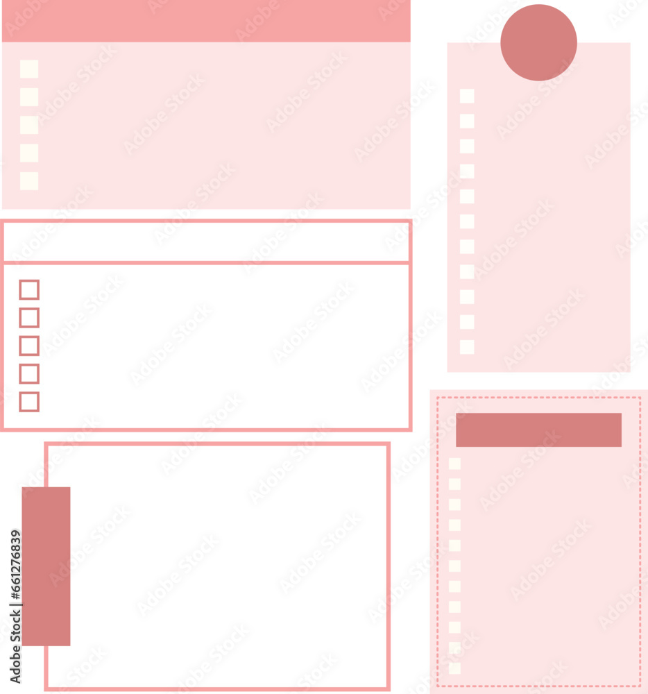 Cute Pink  elements for journal and notebook. Task planners, paper stickers, banners, to do lists or notepads