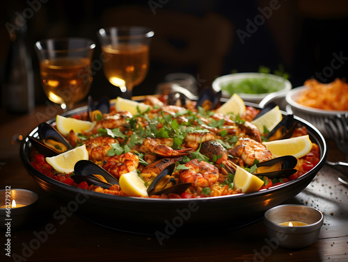 Seafood Paella Dish with Shellfish