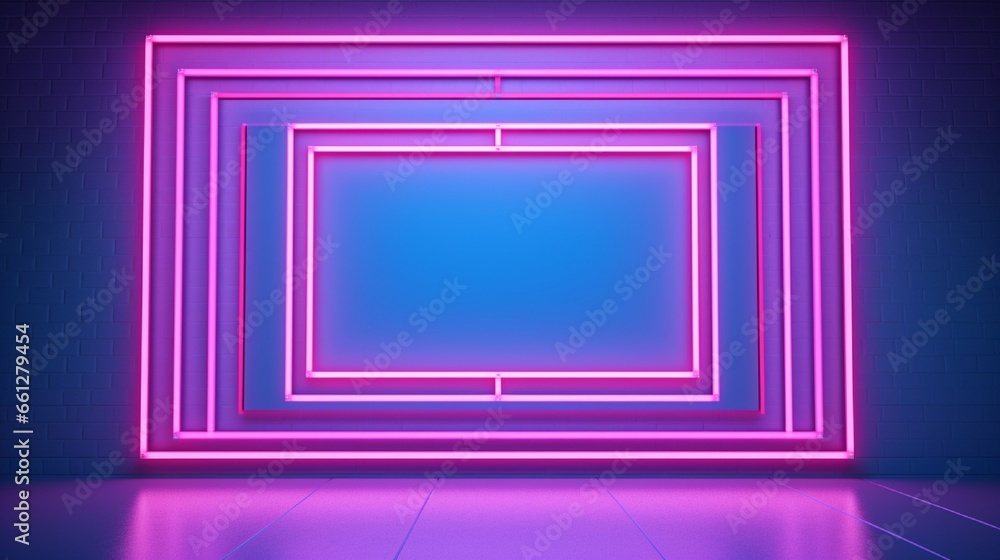 empty wall frame mokup in neon decorated room empty wall frame mokup in neon decorated room