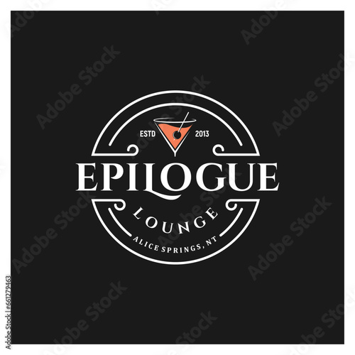 Cocktail Bar Lounge Restaurant Logo Design with Vintage Style