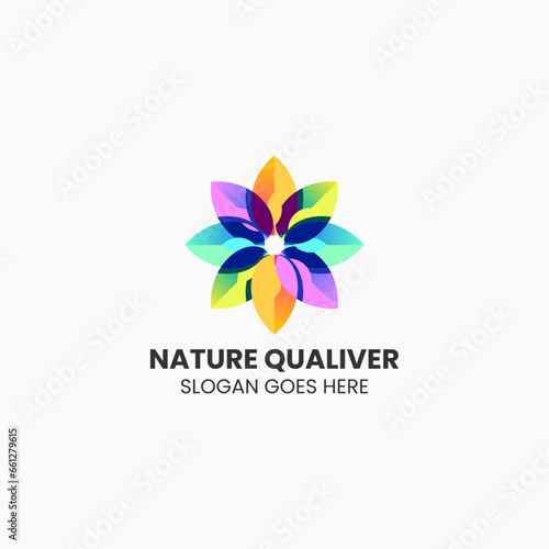 Vector Logo Illustration Leaf Gradient Colorful Style