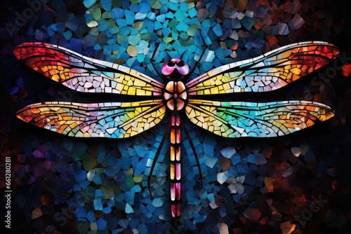 Mosaic of colorful dragonfly